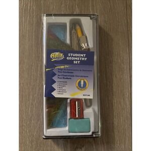 Student Geometry Set. Helix #27146, 7 Piece Set with‎ Case NOS